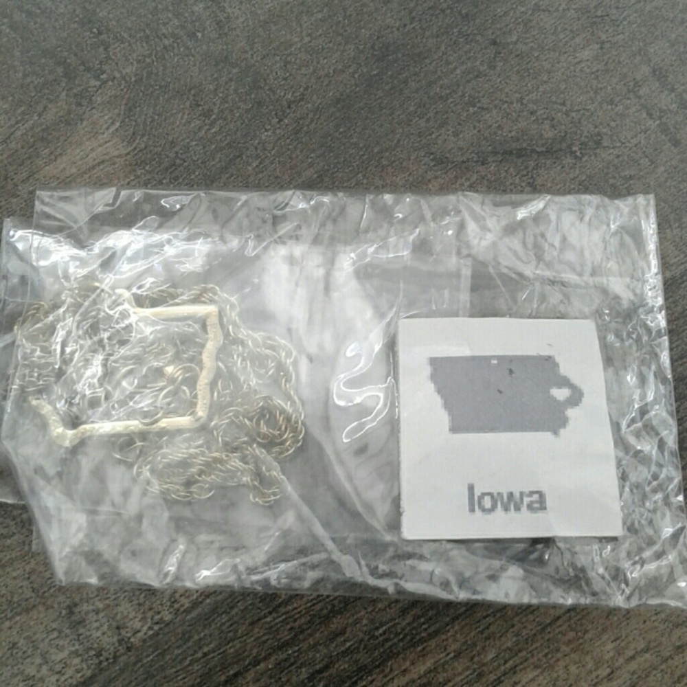 Brand new Iowa shape state necklace gold